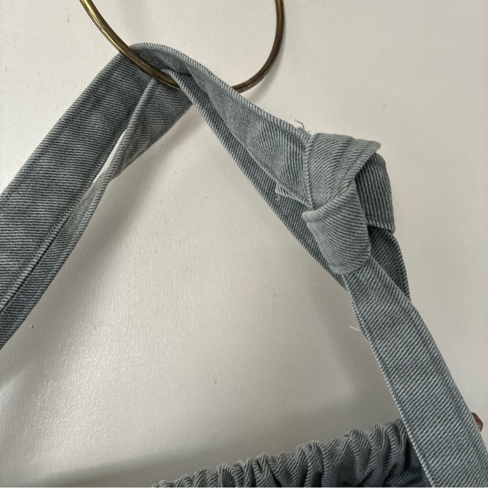 Vintage Student Tote-1970s Gray Boho Chic Satchel w/ wooden closures & Adj Strap - Picture 9 of 11